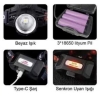 Small Sun SM-F786T Kafa Fener 30w 3000 lumen Hareket Sensörlü Zoomlu Şarjlı 3x18650 Lityum pil