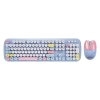 Everest KM-6284 WHISKER Renkli Tuşlu Mavi Kablosuz Q Klavye + Mouse Set