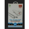 Megatech T05M45-T Beyaz 45W PD-USB Araç Çakmaklık Şarj Başlığı Hızlı Şarj(TYPE-C TO TYPE-C KABLO)