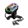 S-link SL-BT307 Çift USB 5V 3.1A-1A Led Işıklı Siyah 2 İn 1 C Port + İphone Bluetooth Fm Transmitter