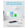 Anker 20W USB-C + USB-A Çift Portlu Şarj Cihazı - A2348 - Beyaz (Anker Türkiye Garantili)