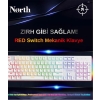 North Shield White Red Switch Türkçe Q RGB Beyaz Mekanik Gaming Klavye