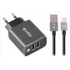 S-link SW-EHT36M 2 USB, 3.1A Metal Ev Sarj Cihazı ve Type-C Data + Sarj Kablosu
