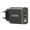 S-link SW-EHT36M 2 USB, 3.1A Metal Ev Sarj Cihazı ve Type-C Data + Sarj Kablosu